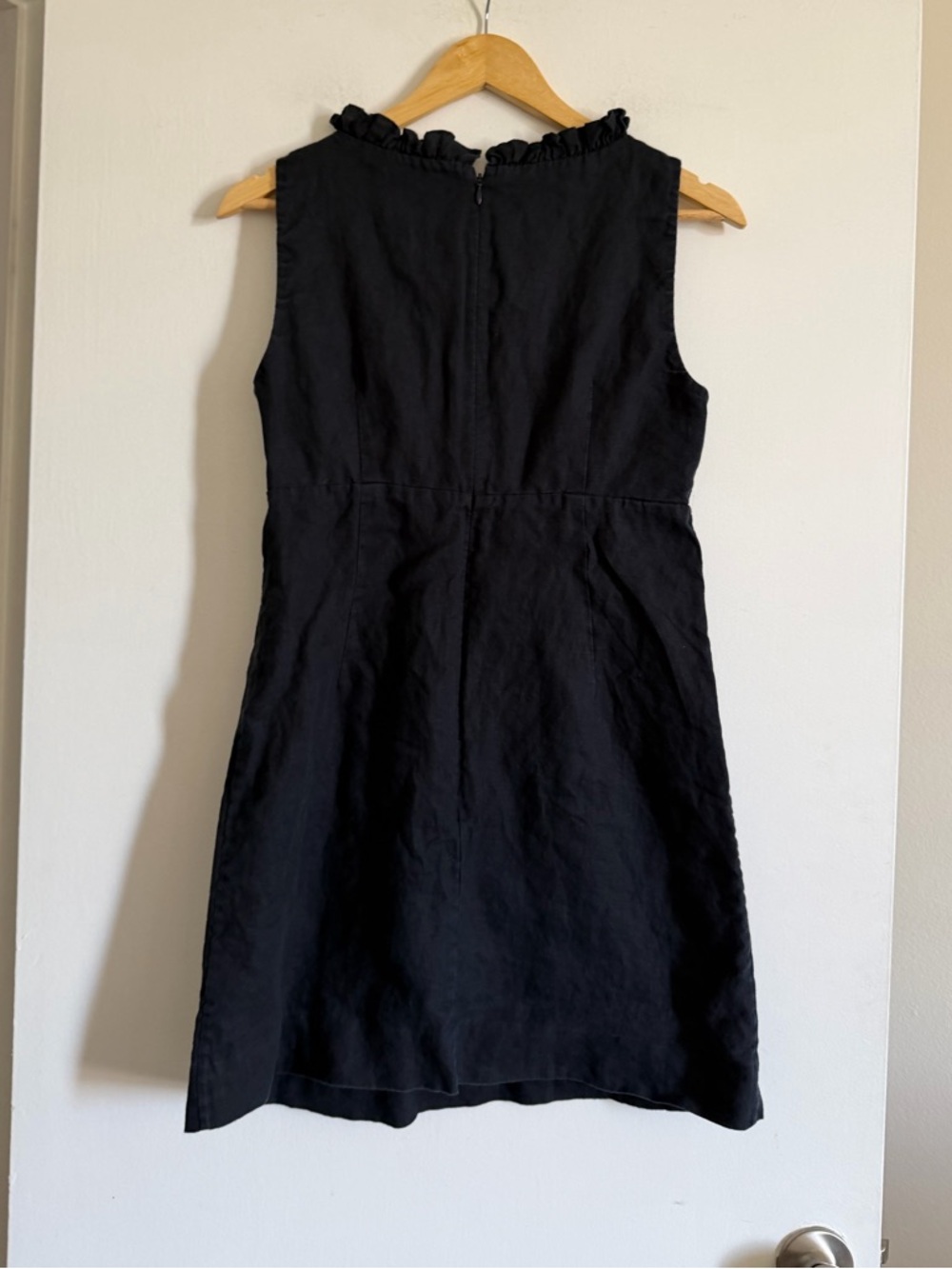 Calypso St Barth Designer Navy Blue Linen Ruffle A-Line Dress size Small - Picture 3 of 7